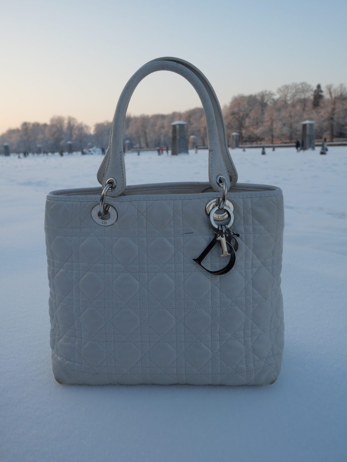 Vintage Christian Dior Sac Lady Dior weiße Handtasche